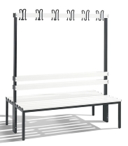 C+P Garderobenbank beidseitig Basic 8052-200 (HxBxT) 1650x1960x750mm Gestell Schwarzgrau Sitzleisten 7021/Buche