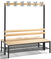 C+P Garderobenbank beidseitig Basic 8052-200 (HxBxT) 1650x1960x750mm Gestell Schwarzgrau Sitzleisten 7021/Buche