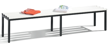 C+P Sitzbank Basic 8052-010 Sitzleisten Kunststoff Lichtgrau (HxBxT) 420x1960x350mm Gestell/Schuhrost Schwarzgrau 7021/7035