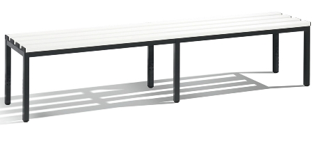 C+P Sitzbank Basic 8052-010 Sitzleisten Kunststoff Lichtgrau (HxBxT) 420x1960x350mm Gestell/Schuhrost Schwarzgrau 7021/7035