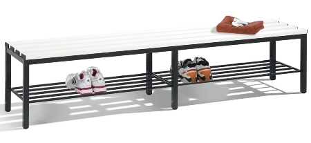 C+P Sitzbank Basic 8052-010 Sitzleisten Kunststoff Lichtgrau (HxBxT) 420x1960x350mm Gestell/Schuhrost Schwarzgrau 7021/7035