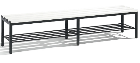 C+P Sitzbank Basic 8052-010 Sitzleisten Kunststoff Lichtgrau (HxBxT) 420x1960x350mm Gestell/Schuhrost Schwarzgrau 7021/7035