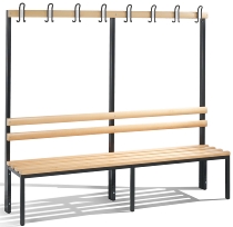 C+P Garderobenbank beidseitig Basic 8052-200 (HxBxT) 1650x1960x750mm Gestell Schwarzgrau Sitzleisten 7021/Buche