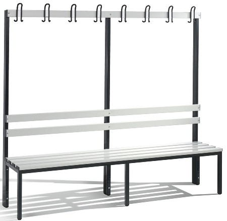 C+P Garderobenbank beidseitig Basic 8052-200 (HxBxT) 1650x1960x750mm Gestell Schwarzgrau Sitzleisten 7021/Buche