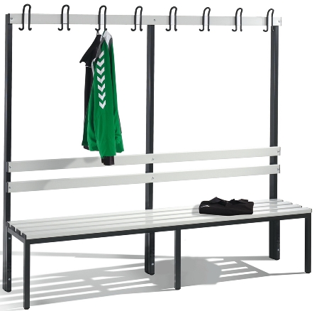 C+P Garderobenbank beidseitig Basic 8052-200 (HxBxT) 1650x1960x750mm Gestell Schwarzgrau Sitzleisten 7021/Buche