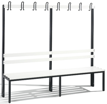 C+P Garderobenbank beidseitig Basic 8052-200 (HxBxT) 1650x1960x750mm Gestell Schwarzgrau Sitzleisten 7021/Buche