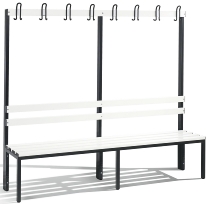 C+P Garderobenbank beidseitig Basic 8052-200 (HxBxT) 1650x1960x750mm Gestell Schwarzgrau Sitzleisten 7021/Buche