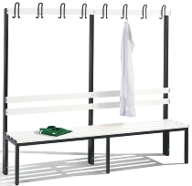 C+P Garderobenbank beidseitig Basic 8052-200 (HxBxT) 1650x1960x750mm Gestell Schwarzgrau Sitzleisten 7021/Buche