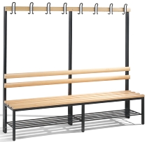 C+P Garderobenbank beidseitig Basic 8052-200 (HxBxT) 1650x1960x750mm Gestell Schwarzgrau Sitzleisten 7021/Buche