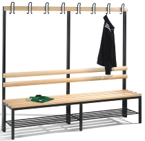 C+P Garderobenbank beidseitig Basic 8052-200 (HxBxT) 1650x1960x750mm Gestell Schwarzgrau Sitzleisten 7021/Buche