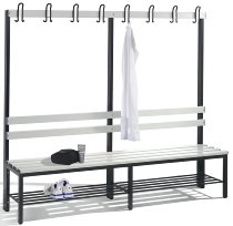 C+P Garderobenbank beidseitig Basic 8052-200 (HxBxT) 1650x1960x750mm Gestell Schwarzgrau Sitzleisten 7021/Buche