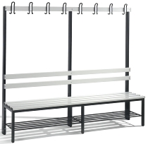 C+P Garderobenbank beidseitig Basic 8052-200 (HxBxT) 1650x1960x750mm Gestell Schwarzgrau Sitzleisten 7021/Buche