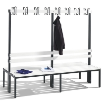 C+P Garderobenbank beidseitig Basic 8052-200 (HxBxT) 1650x1960x750mm Gestell Schwarzgrau Sitzleisten 7021/Buche