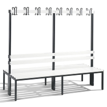 C+P Garderobenbank beidseitig Basic 8052-200 (HxBxT) 1650x1960x750mm Gestell Schwarzgrau Sitzleisten 7021/Buche