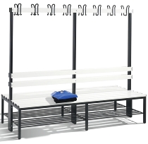 C+P Garderobenbank beidseitig Basic 8052-200 (HxBxT) 1650x1960x750mm Gestell Schwarzgrau Sitzleisten 7021/Buche