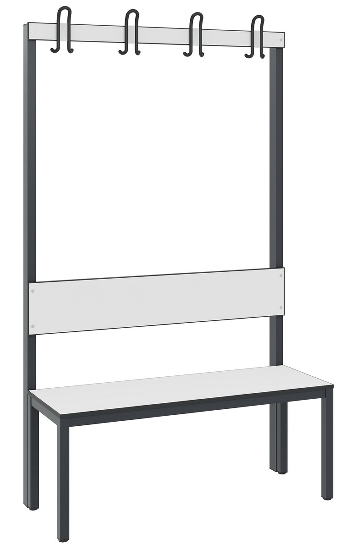 C+P Garderobenbank einseitig mit Rückenlehne COMFORT 8060-100 (BxTxH) 1000x407x1710mm Gestell: Schwarzgrau Lehne/Sitz: HPL Eiche-Sereno