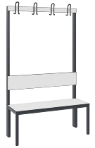 C+P Garderobenbank einseitig mit Rückenlehne COMFORT 8060-100 (BxTxH) 1000x407x1710mm Gestell: Schwarzgrau Lehne/Sitz: HPL Eiche-Sereno