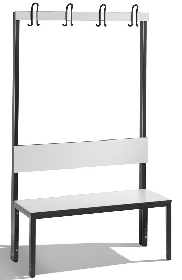 C+P Garderobenbank einseitig mit Rückenlehne COMFORT 8060-100 (BxTxH) 1000x407x1710mm Gestell: Schwarzgrau Lehne/Sitz: HPL Eiche-Sereno
