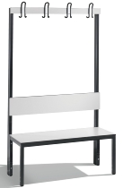 C+P Garderobenbank einseitig mit Rückenlehne COMFORT 8060-100 (BxTxH) 1000x407x1710mm Gestell: Schwarzgrau Lehne/Sitz: HPL Eiche-Sereno