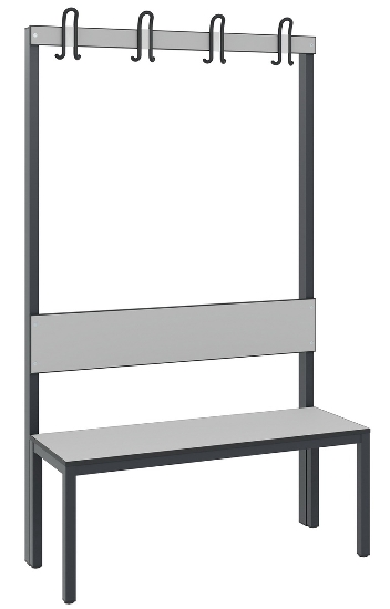 C+P Garderobenbank einseitig mit Rückenlehne COMFORT 8060-100 (BxTxH) 1000x407x1710mm Gestell: Schwarzgrau Lehne/Sitz: HPL Eiche-Sereno
