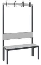 C+P Garderobenbank einseitig mit Rückenlehne COMFORT 8060-100 (BxTxH) 1000x407x1710mm Gestell: Schwarzgrau Lehne/Sitz: HPL Eiche-Sereno