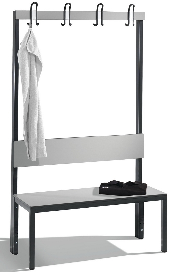 C+P Garderobenbank einseitig mit Rückenlehne COMFORT 8060-100 (BxTxH) 1000x407x1710mm Gestell: Schwarzgrau Lehne/Sitz: HPL Eiche-Sereno