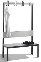 C+P Garderobenbank einseitig mit Rückenlehne COMFORT 8060-100 (BxTxH) 1000x407x1710mm Gestell: Schwarzgrau Lehne/Sitz: HPL Eiche-Sereno