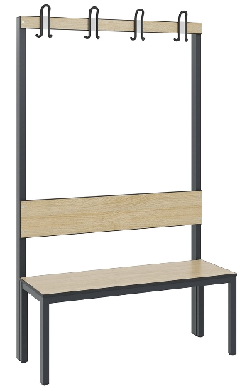 C+P Garderobenbank einseitig mit Rückenlehne COMFORT 8060-100 (BxTxH) 1000x407x1710mm Gestell: Schwarzgrau Lehne/Sitz: HPL Eiche-Sereno