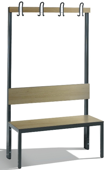 C+P Garderobenbank einseitig mit Rückenlehne COMFORT 8060-100 (BxTxH) 1000x407x1710mm Gestell: Schwarzgrau Lehne/Sitz: HPL Eiche-Sereno