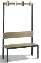 C+P Garderobenbank einseitig mit Rückenlehne COMFORT 8060-100 (BxTxH) 1000x407x1710mm Gestell: Schwarzgrau Lehne/Sitz: HPL Eiche-Sereno