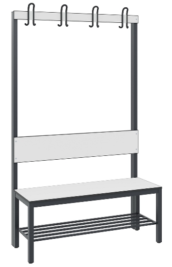 C+P Garderobenbank einseitig mit Rückenlehne COMFORT 8060-100 (BxTxH) 1000x407x1710mm Gestell: Schwarzgrau Lehne/Sitz: HPL Eiche-Sereno