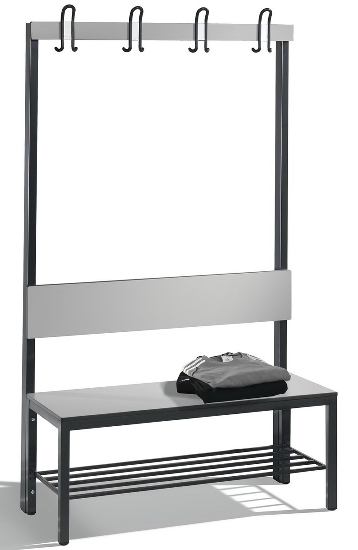 C+P Garderobenbank einseitig mit Rückenlehne COMFORT 8060-100 (BxTxH) 1000x407x1710mm Gestell: Schwarzgrau Lehne/Sitz: HPL Eiche-Sereno