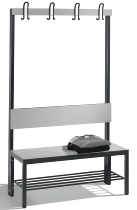 C+P Garderobenbank einseitig mit Rückenlehne COMFORT 8060-100 (BxTxH) 1000x407x1710mm Gestell: Schwarzgrau Lehne/Sitz: HPL Eiche-Sereno