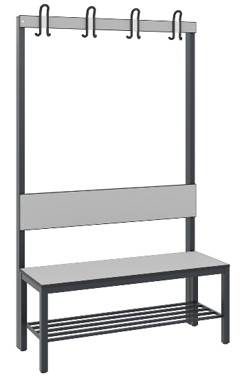 C+P Garderobenbank einseitig mit Rückenlehne COMFORT 8060-100 (BxTxH) 1000x407x1710mm Gestell: Schwarzgrau Lehne/Sitz: HPL Eiche-Sereno