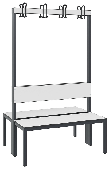 C+P Garderobenbank einseitig mit Rückenlehne COMFORT 8060-100 (BxTxH) 1000x407x1710mm Gestell: Schwarzgrau Lehne/Sitz: HPL Eiche-Sereno