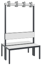 C+P Garderobenbank einseitig mit Rückenlehne COMFORT 8060-100 (BxTxH) 1000x407x1710mm Gestell: Schwarzgrau Lehne/Sitz: HPL Eiche-Sereno