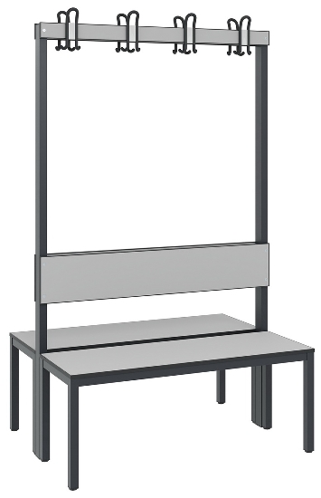 C+P Garderobenbank einseitig mit Rückenlehne COMFORT 8060-100 (BxTxH) 1000x407x1710mm Gestell: Schwarzgrau Lehne/Sitz: HPL Eiche-Sereno