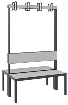 C+P Garderobenbank einseitig mit Rückenlehne COMFORT 8060-100 (BxTxH) 1000x407x1710mm Gestell: Schwarzgrau Lehne/Sitz: HPL Eiche-Sereno