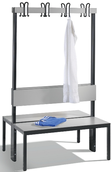 C+P Garderobenbank einseitig mit Rückenlehne COMFORT 8060-100 (BxTxH) 1000x407x1710mm Gestell: Schwarzgrau Lehne/Sitz: HPL Eiche-Sereno