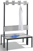 C+P Garderobenbank einseitig mit Rückenlehne COMFORT 8060-100 (BxTxH) 1000x407x1710mm Gestell: Schwarzgrau Lehne/Sitz: HPL Eiche-Sereno