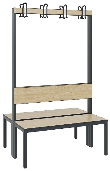 C+P Garderobenbank einseitig mit Rückenlehne COMFORT 8060-100 (BxTxH) 1000x407x1710mm Gestell: Schwarzgrau Lehne/Sitz: HPL Eiche-Sereno