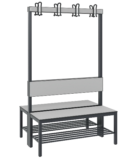 C+P Garderobenbank einseitig mit Rückenlehne COMFORT 8060-100 (BxTxH) 1000x407x1710mm Gestell: Schwarzgrau Lehne/Sitz: HPL Eiche-Sereno