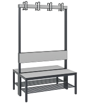 C+P Garderobenbank einseitig mit Rückenlehne COMFORT 8060-100 (BxTxH) 1000x407x1710mm Gestell: Schwarzgrau Lehne/Sitz: HPL Eiche-Sereno