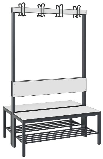 C+P Garderobenbank einseitig mit Rückenlehne COMFORT 8060-100 (BxTxH) 1000x407x1710mm Gestell: Schwarzgrau Lehne/Sitz: HPL Eiche-Sereno