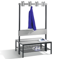 C+P Garderobenbank einseitig mit Rückenlehne COMFORT 8060-100 (BxTxH) 1000x407x1710mm Gestell: Schwarzgrau Lehne/Sitz: HPL Eiche-Sereno