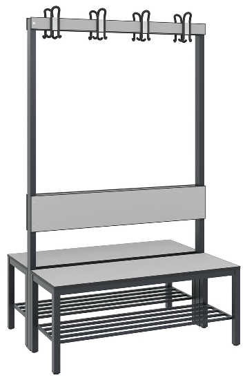 C+P Garderobenbank einseitig mit Rückenlehne COMFORT 8060-100 (BxTxH) 1000x407x1710mm Gestell: Schwarzgrau Lehne/Sitz: HPL Eiche-Sereno