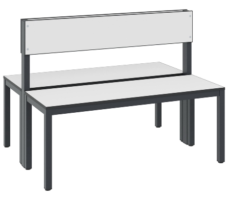 C+P Sitzbank einseitig mit Rückenlehne COMFORT 8061-310 (BxTxH) 1500x407x796mm Gestell/Schuhrost: Schwarzgrau Sitz/Lehne: HPL Weiß
