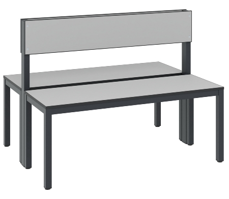 C+P Sitzbank einseitig mit Rückenlehne COMFORT 8061-310 (BxTxH) 1500x407x796mm Gestell/Schuhrost: Schwarzgrau Sitz/Lehne: HPL Weiß