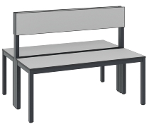 C+P Sitzbank einseitig mit Rückenlehne COMFORT 8061-310 (BxTxH) 1500x407x796mm Gestell/Schuhrost: Schwarzgrau Sitz/Lehne: HPL Weiß