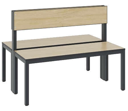 C+P Sitzbank einseitig mit Rückenlehne COMFORT 8061-310 (BxTxH) 1500x407x796mm Gestell/Schuhrost: Schwarzgrau Sitz/Lehne: HPL Weiß